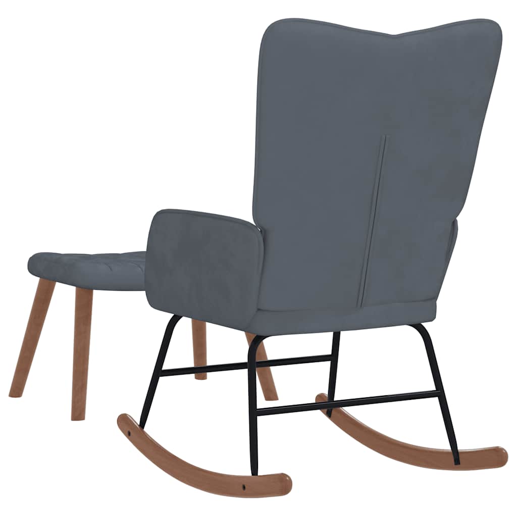 Chaise à bascule avec repose-pied Gris foncé Velours - XIOS
