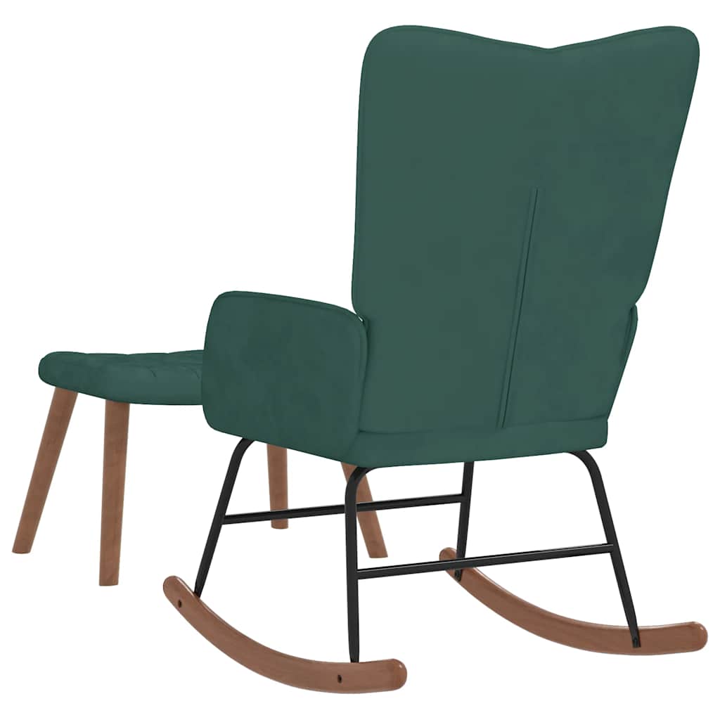 Chaise à bascule avec repose-pied Vert foncé Velours - XIOS