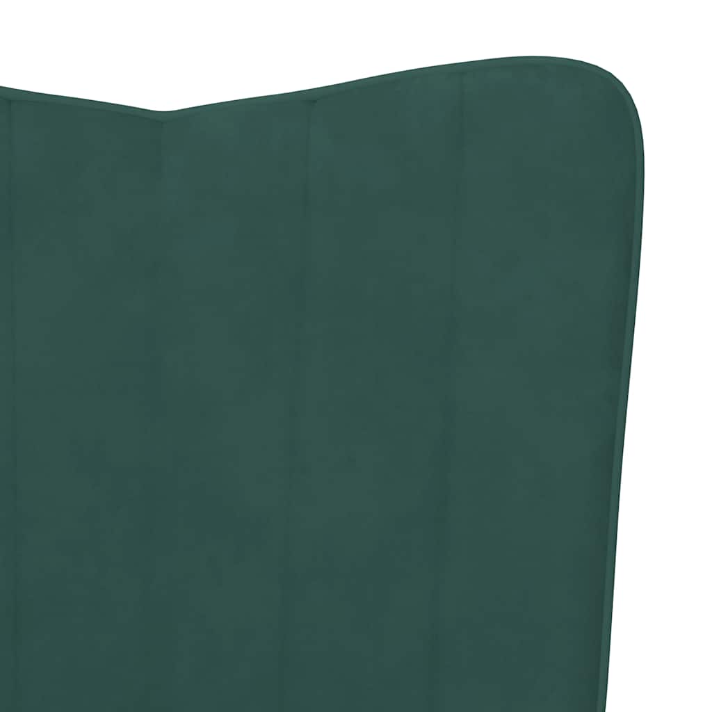 Chaise à bascule avec repose-pied Vert foncé Velours - XIOS