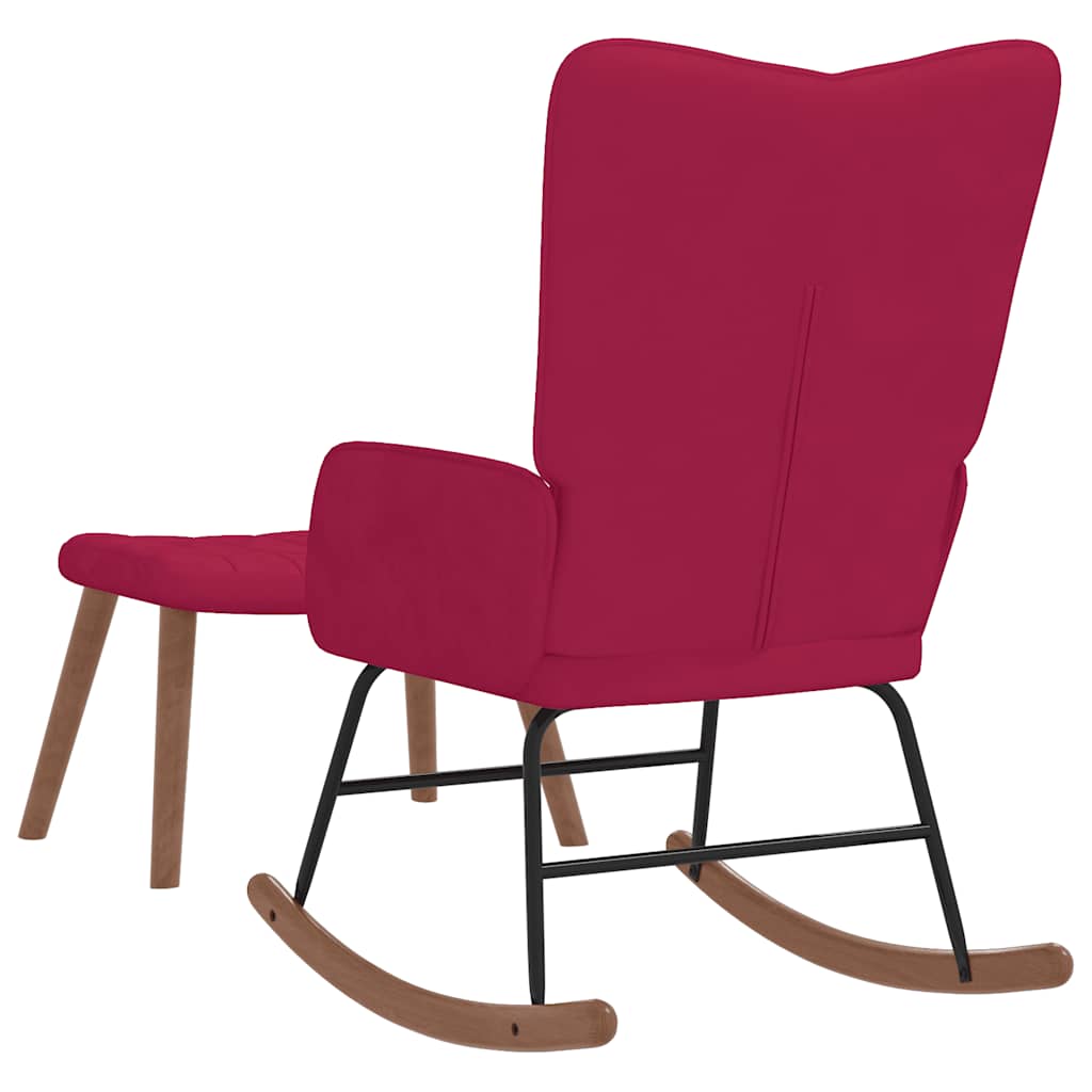 Chaise à bascule avec repose-pied Rouge bordeaux Velours - XIOS