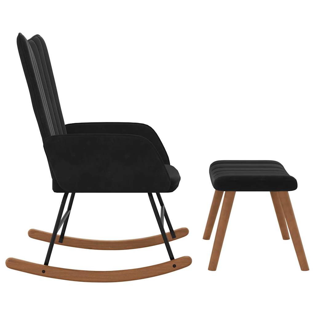 Chaise à bascule avec repose-pied Noir Velours - XIOS