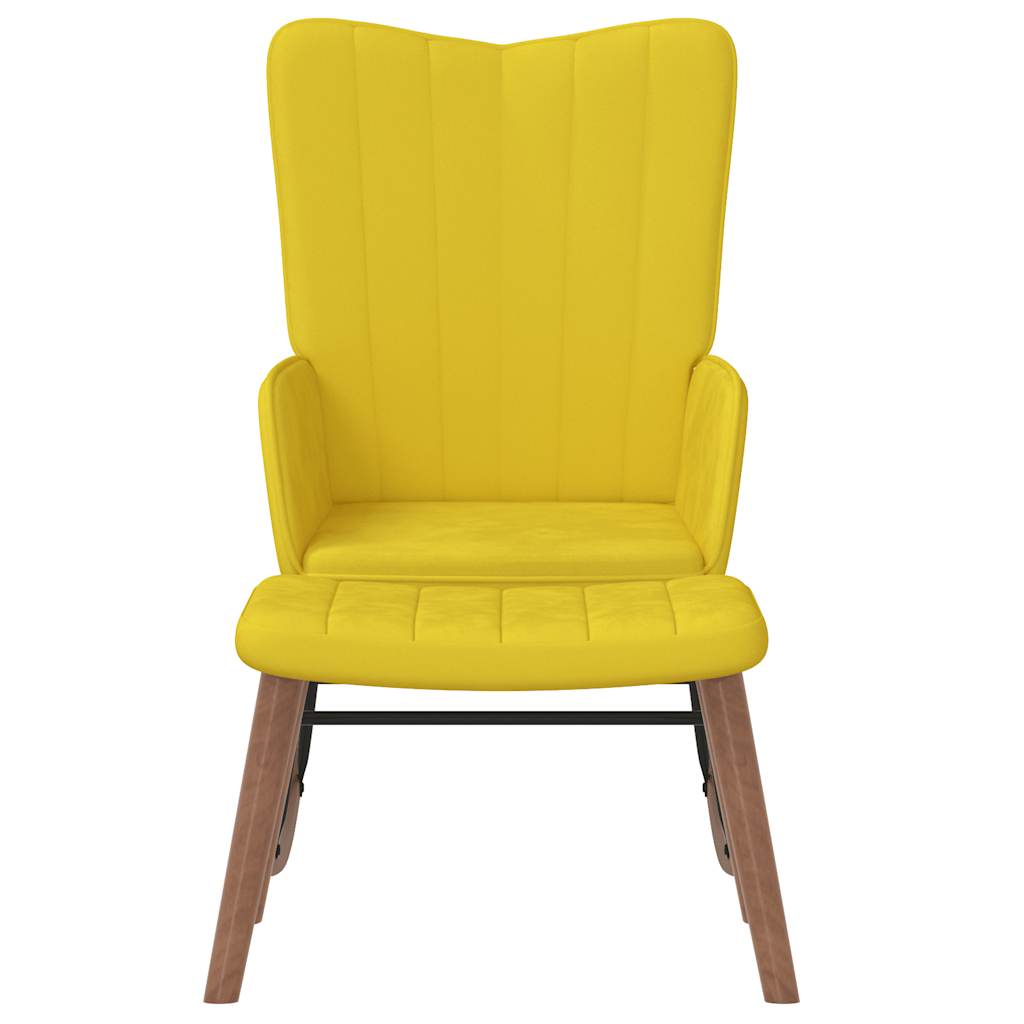 Chaise à bascule avec repose-pied Jaune moutarde Velours - XIOS