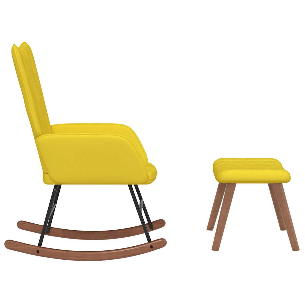 Chaise à bascule avec repose-pied Jaune moutarde Velours - XIOS