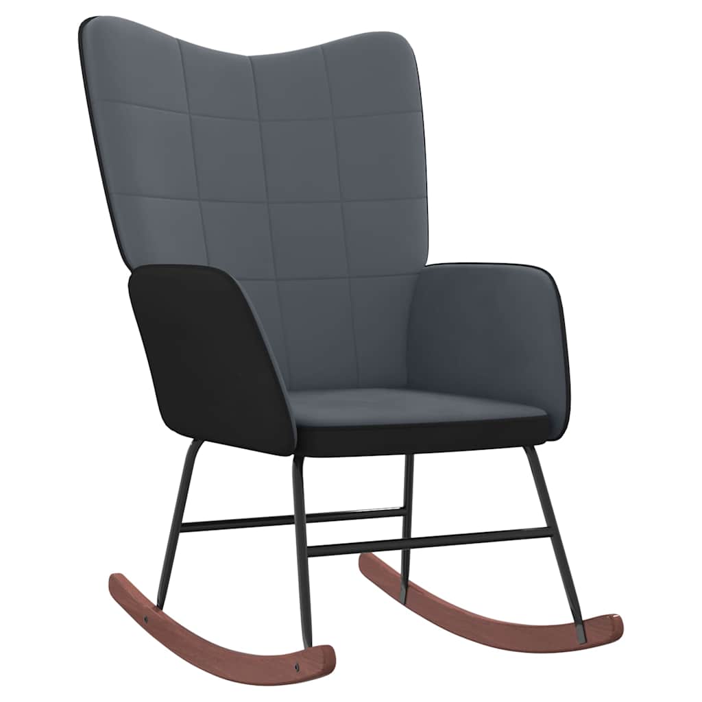 Chaise à bascule Gris foncé Velours et PVC - XIOS