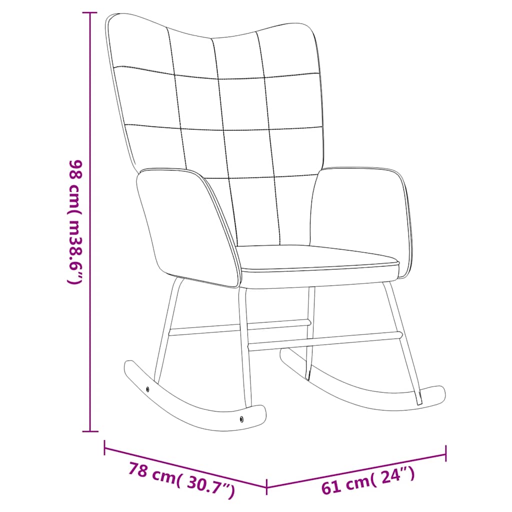 Chaise à bascule Gris foncé Velours et PVC - XIOS