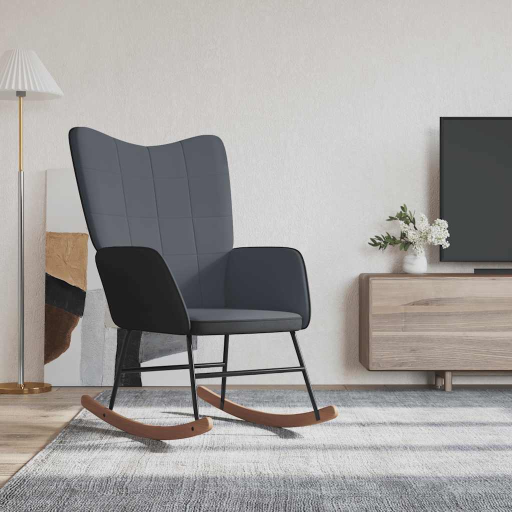 Chaise à bascule Gris foncé Velours et PVC - XIOS