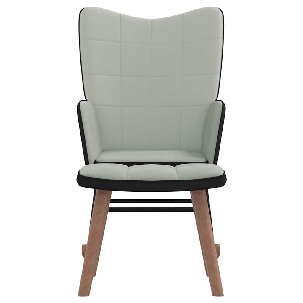 Chaise à bascule avec repose-pied Gris clair Velours et PVC - XIOS