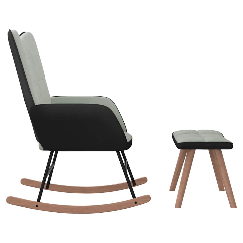 Chaise à bascule avec repose-pied Gris clair Velours et PVC - XIOS