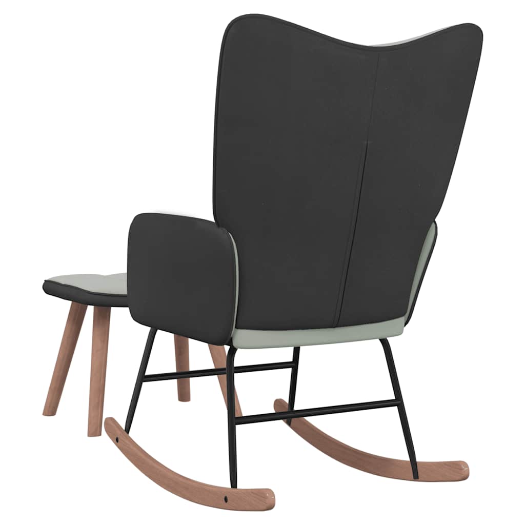 Chaise à bascule avec repose-pied Gris clair Velours et PVC - XIOS