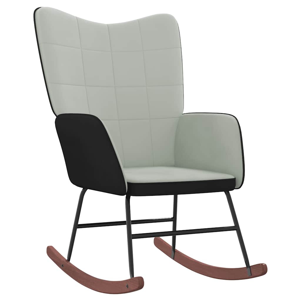 Chaise à bascule avec repose-pied Gris clair Velours et PVC - XIOS