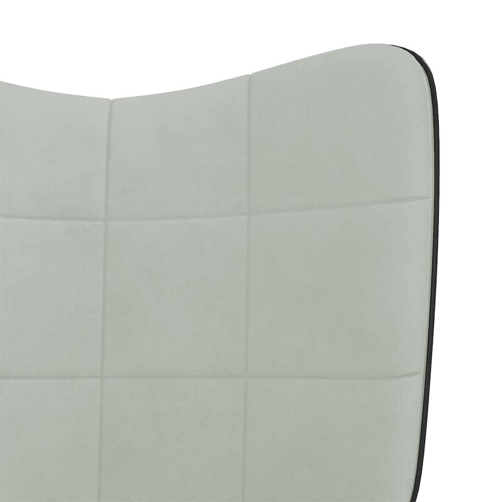 Chaise à bascule avec repose-pied Gris clair Velours et PVC - XIOS