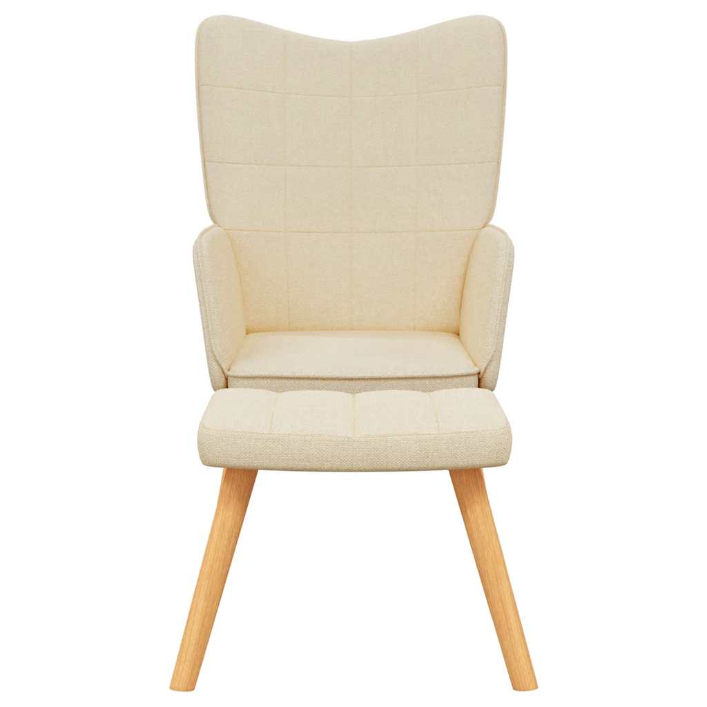 Chaise de relaxation avec tabouret Crème Tissu - XIOS