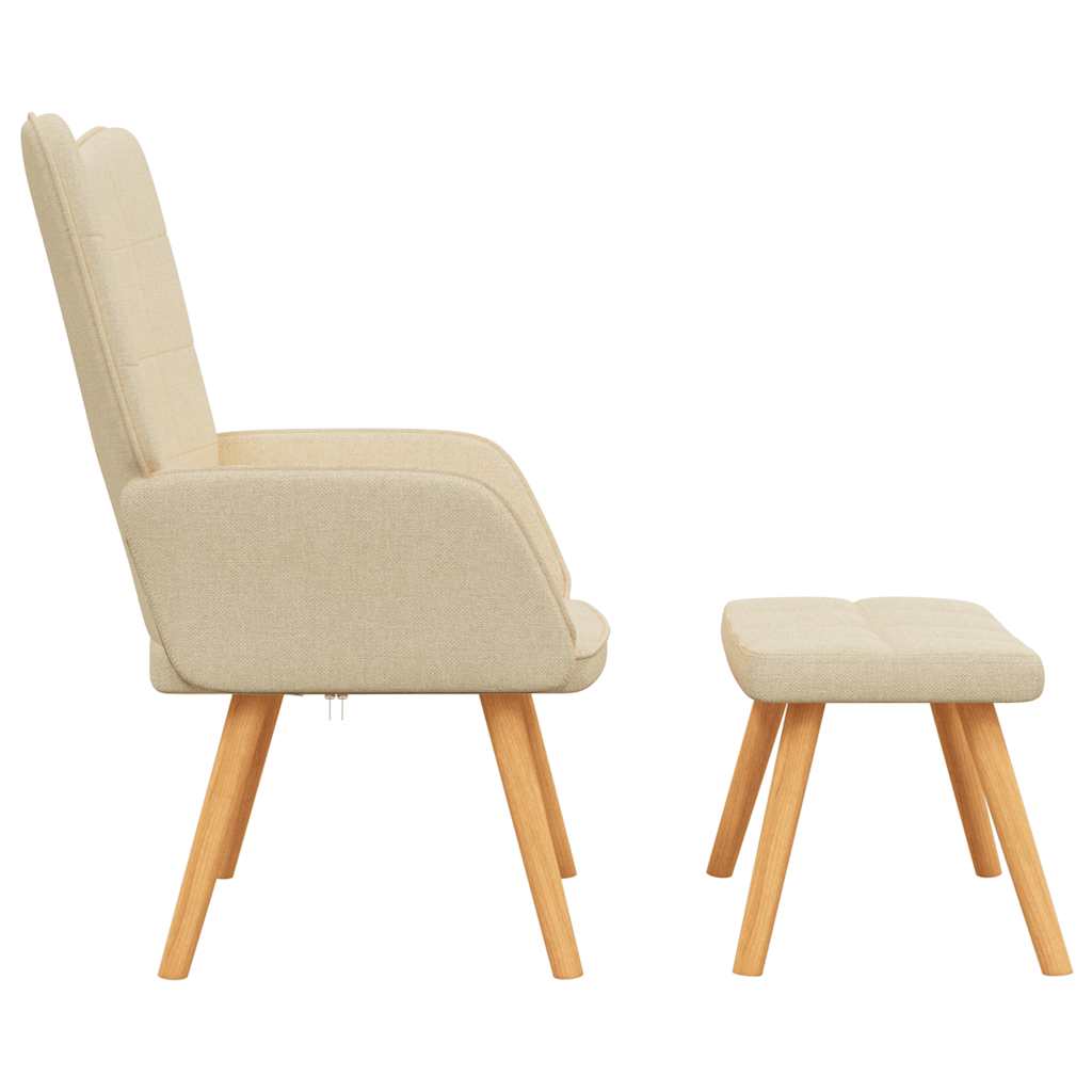 Chaise de relaxation avec tabouret Crème Tissu - XIOS