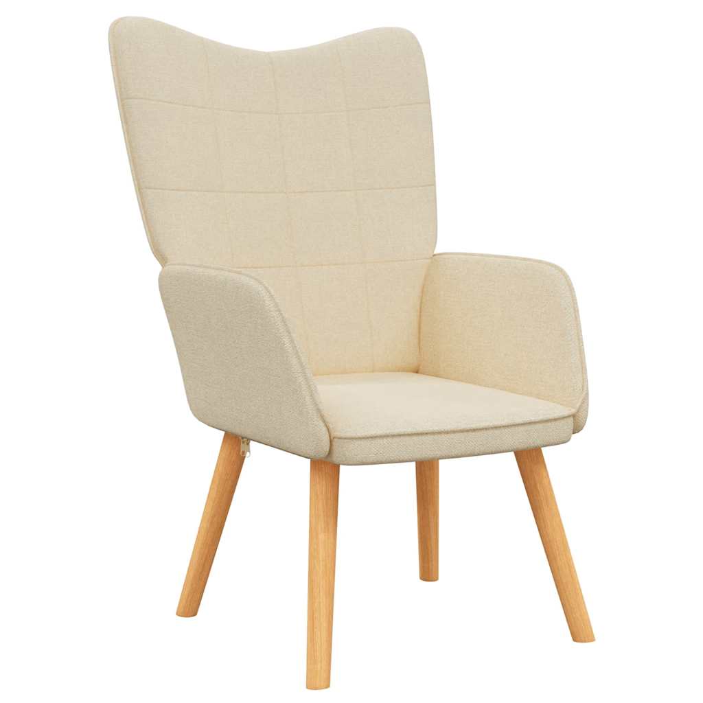 Chaise de relaxation avec tabouret Crème Tissu - XIOS