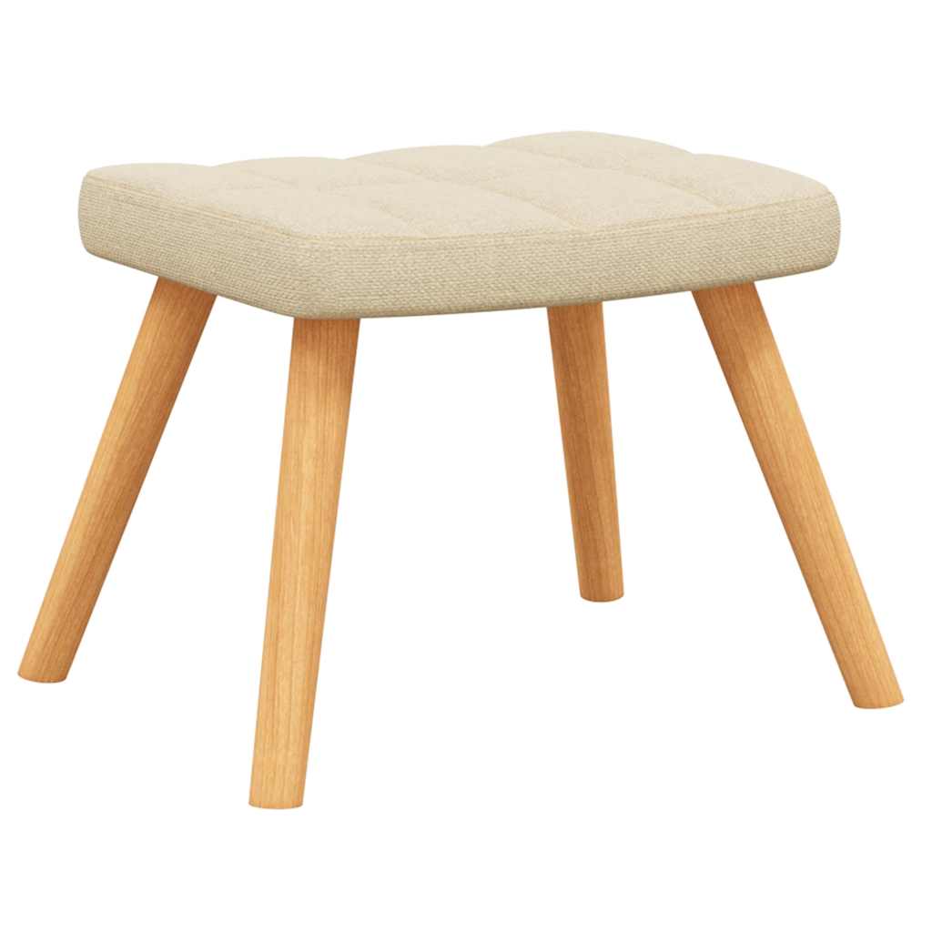 Chaise de relaxation avec tabouret Crème Tissu - XIOS
