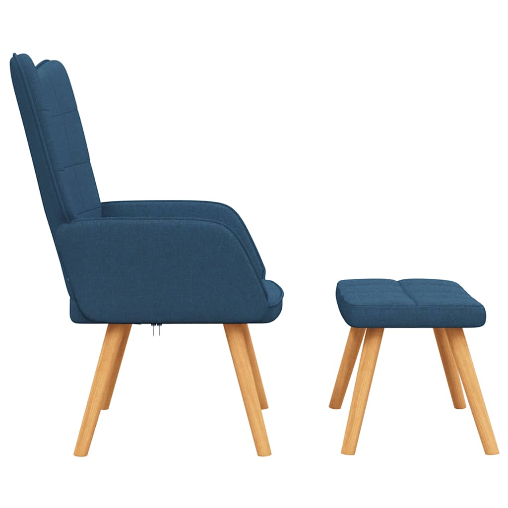 Chaise de relaxation avec tabouret Bleu Tissu - XIOS