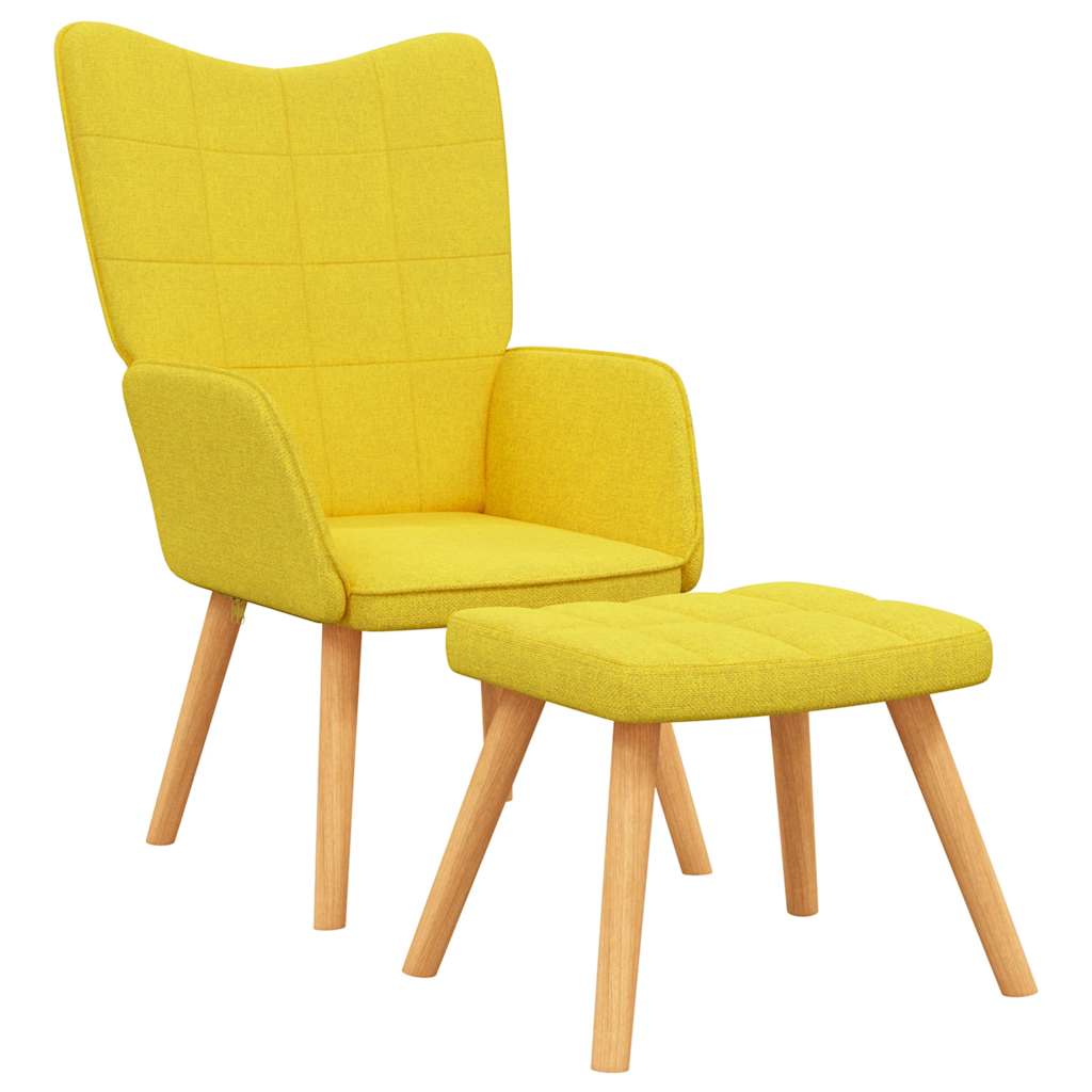 Chaise de relaxation avec tabouret Jaune moutarde Tissu - XIOS