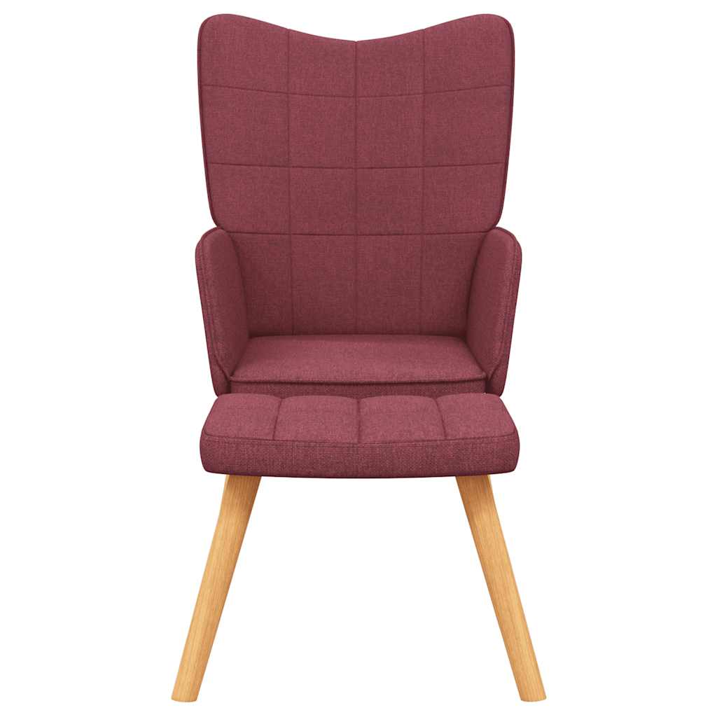 Chaise de relaxation avec tabouret Rouge bordeaux Tissu - XIOS