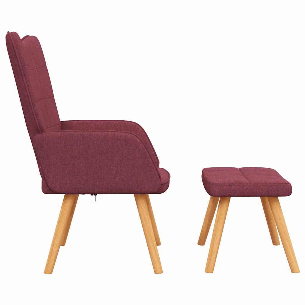 Chaise de relaxation avec tabouret Rouge bordeaux Tissu - XIOS