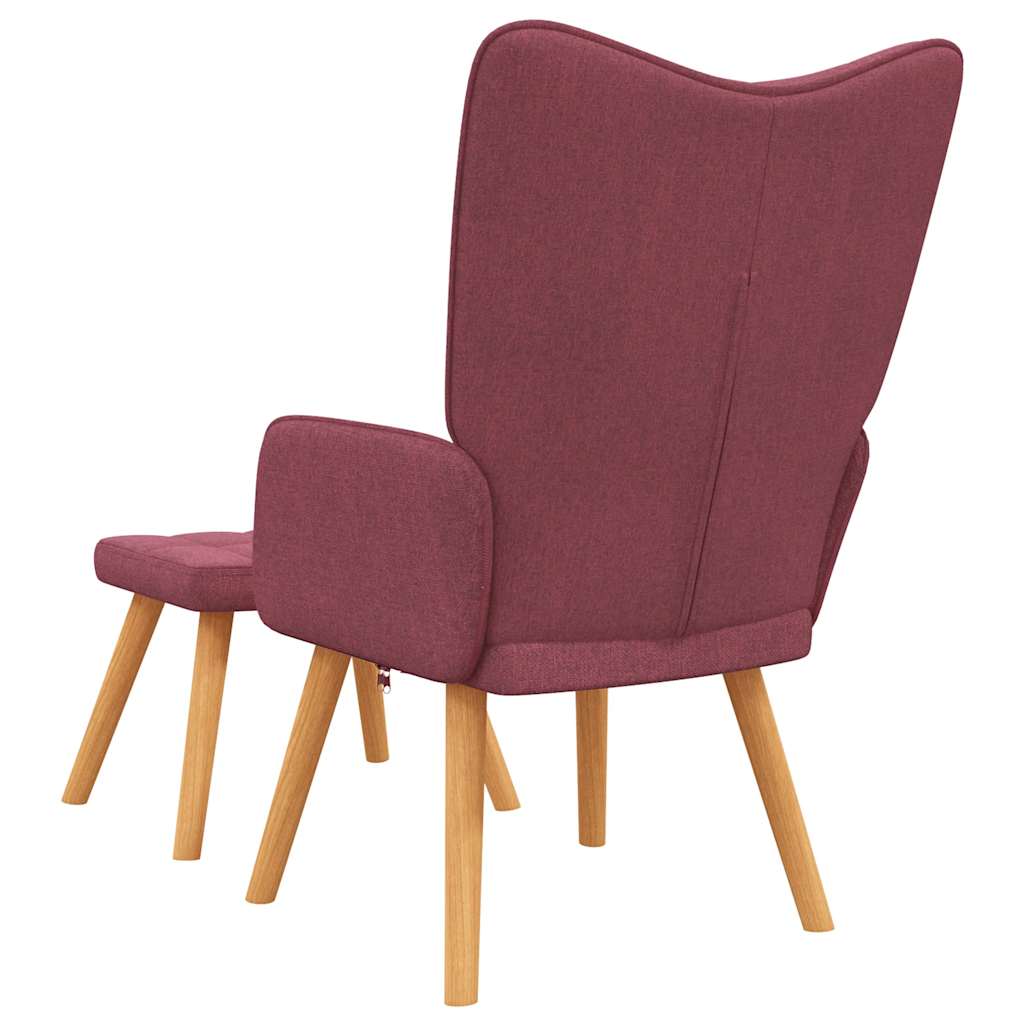 Chaise de relaxation avec tabouret Rouge bordeaux Tissu - XIOS