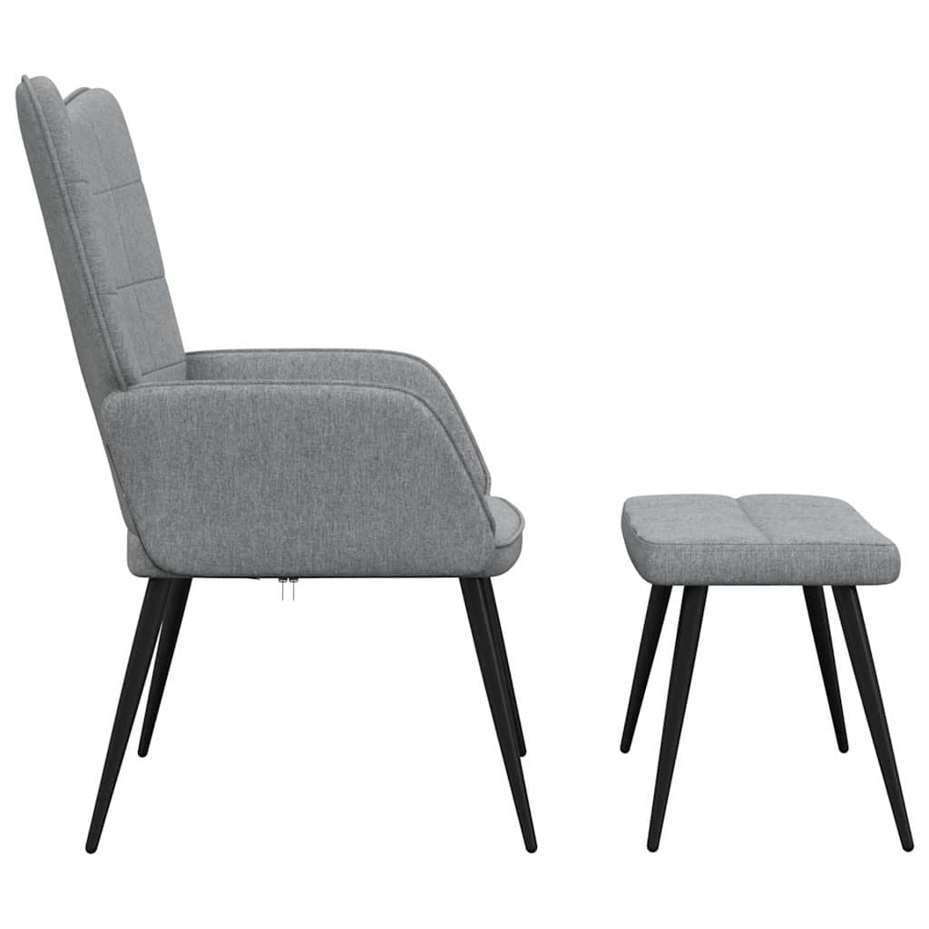 Chaise de relaxation avec tabouret Gris clair Tissu - XIOS