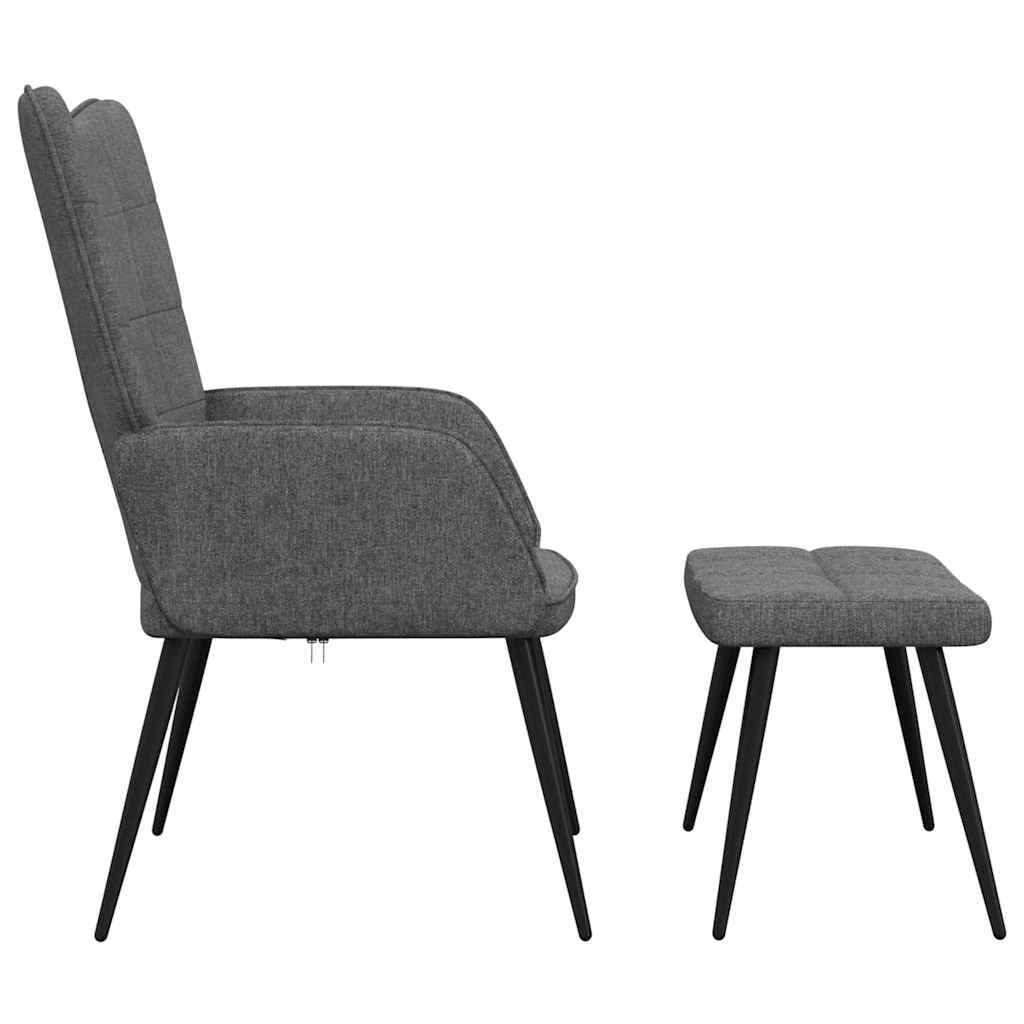 Chaise de relaxation avec tabouret Gris foncé Tissu - XIOS