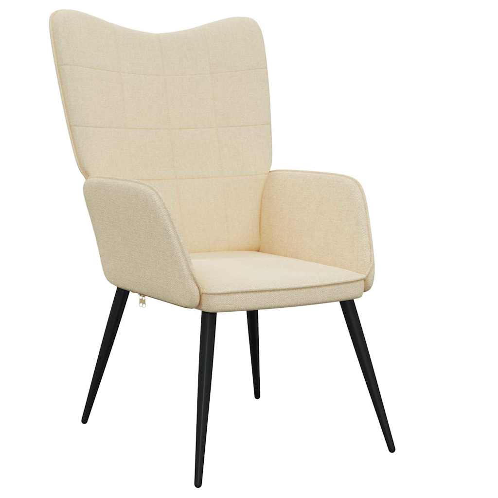 Chaise de relaxation avec tabouret Crème Tissu - XIOS