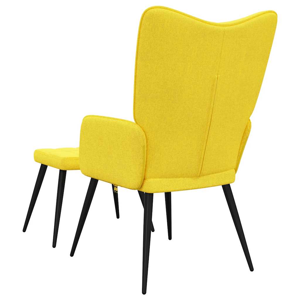 Chaise de relaxation avec tabouret Jaune moutarde Tissu - XIOS