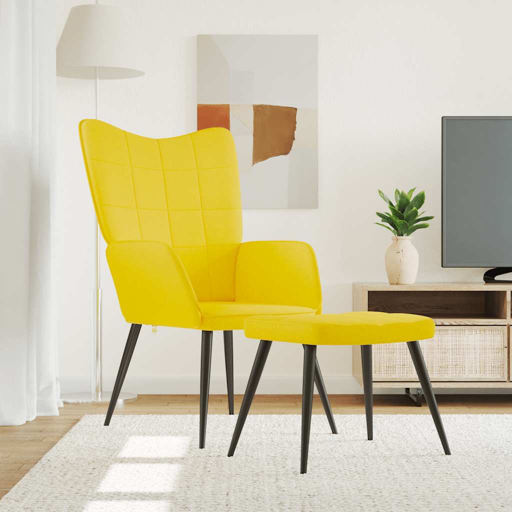 Chaise de relaxation avec tabouret Jaune moutarde Tissu - XIOS