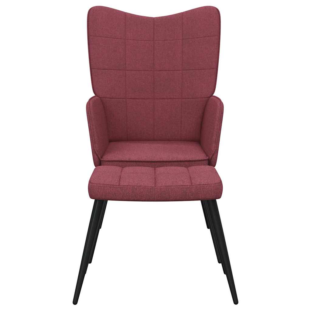 Chaise de relaxation avec tabouret Rouge bordeaux Tissu - XIOS