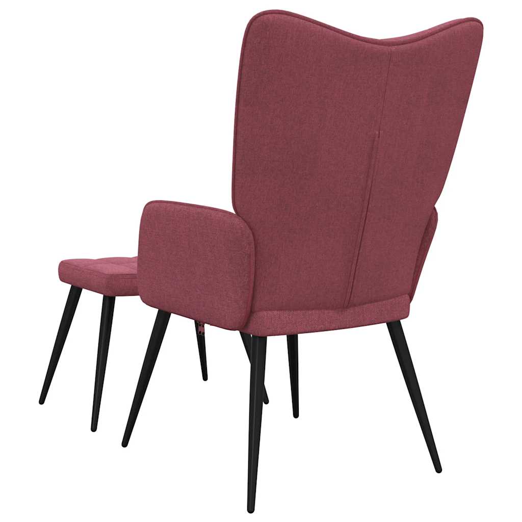 Chaise de relaxation avec tabouret Rouge bordeaux Tissu - XIOS