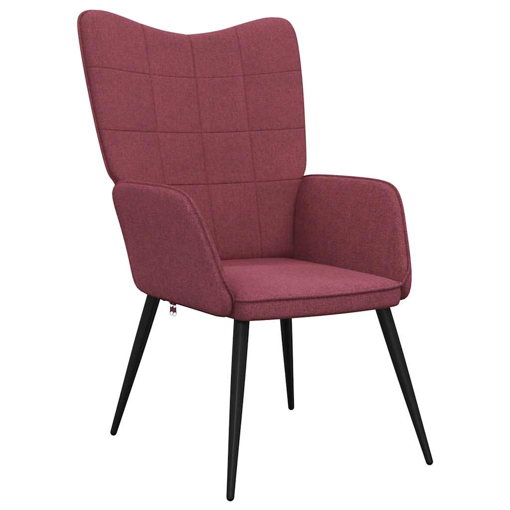 Chaise de relaxation avec tabouret Rouge bordeaux Tissu - XIOS