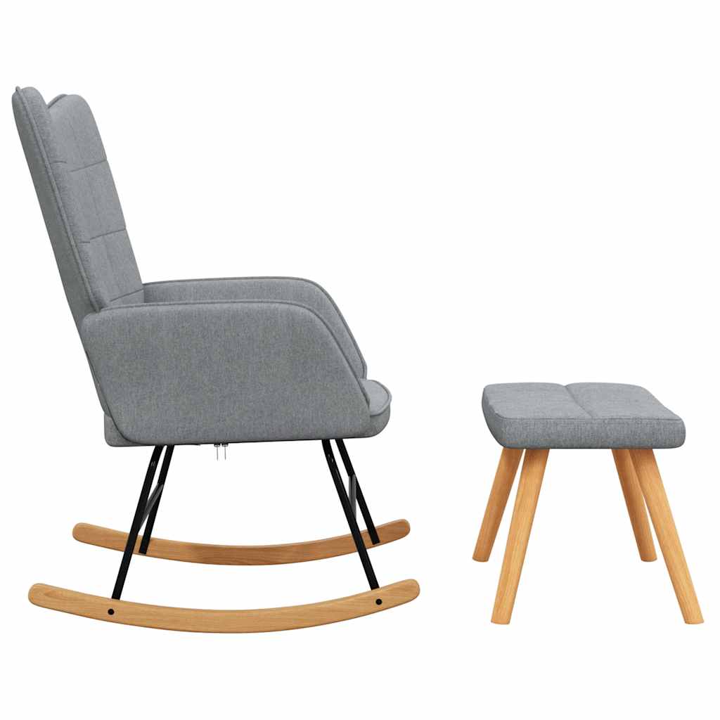 Chaise à bascule avec tabouret Gris clair Tissu - XIOS