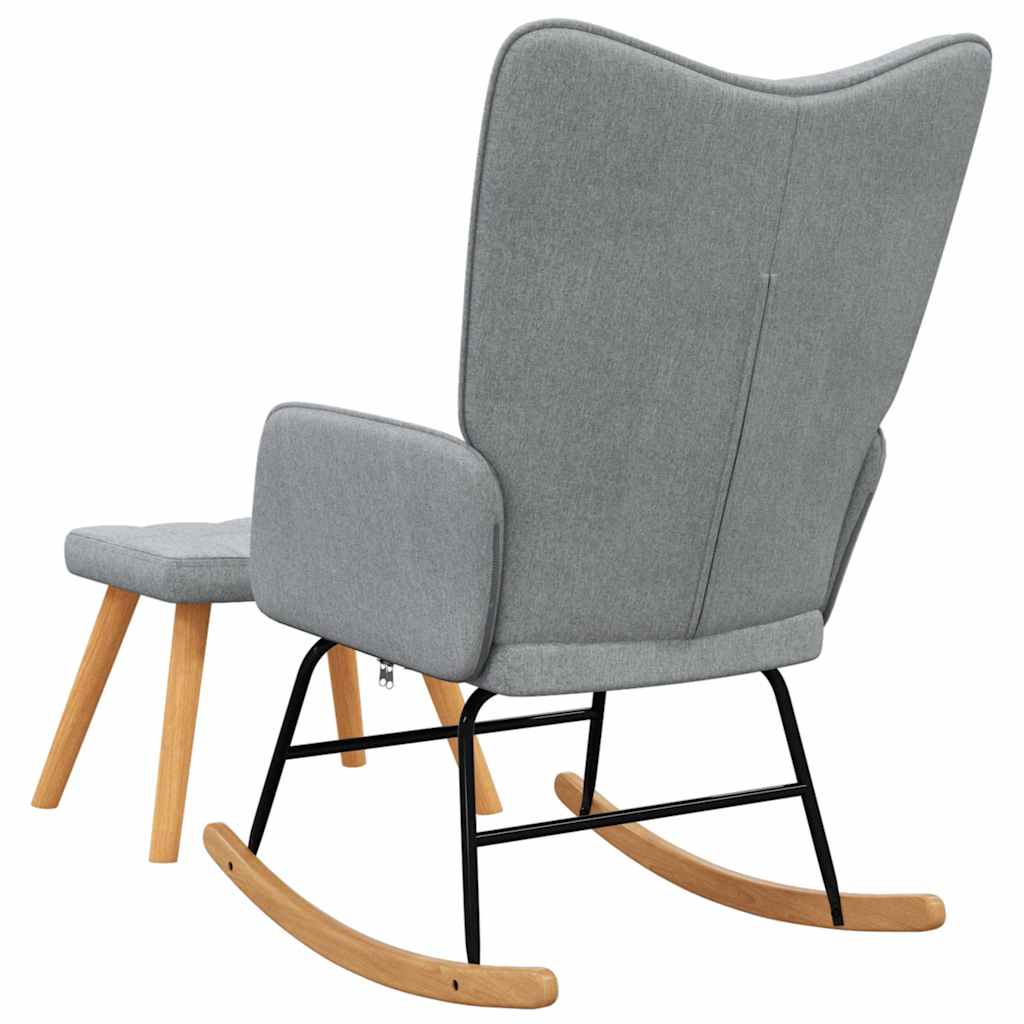 Chaise à bascule avec tabouret Gris clair Tissu - XIOS