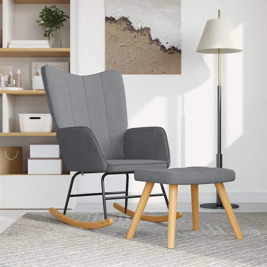 Chaise à bascule avec tabouret Gris clair Tissu - XIOS