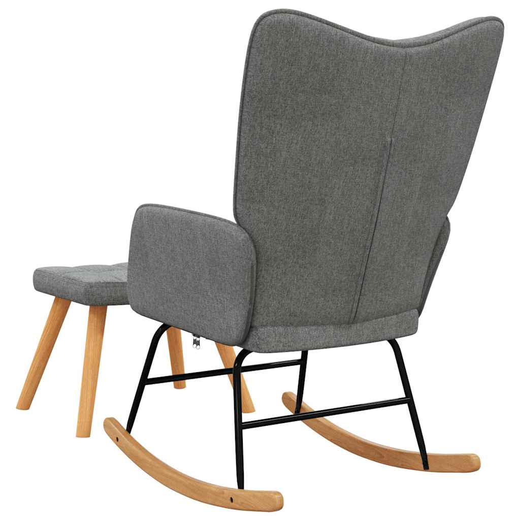 Chaise à bascule avec tabouret Gris foncé Tissu - XIOS