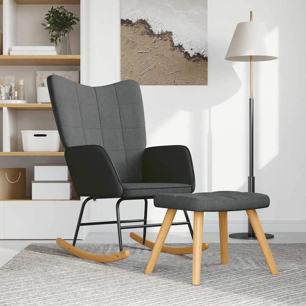 Chaise à bascule avec tabouret Gris foncé Tissu - XIOS