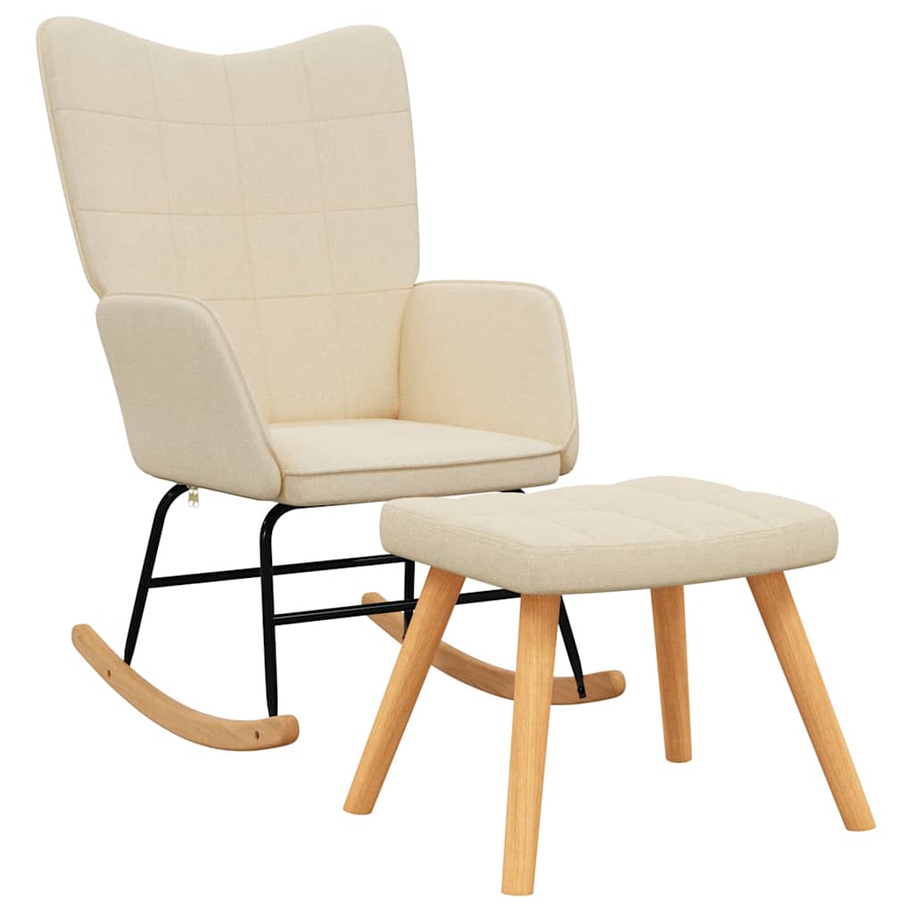 Chaise à bascule avec tabouret Crème Tissu - XIOS