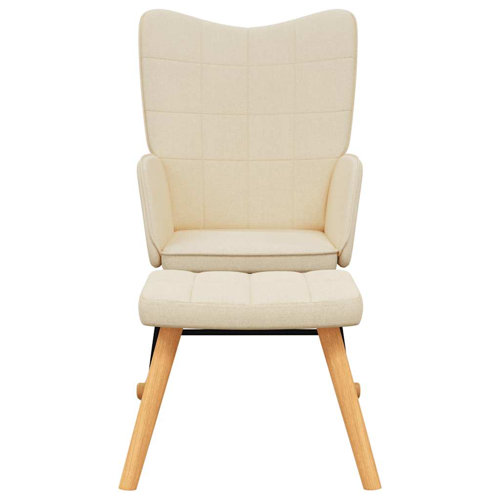 Chaise à bascule avec tabouret Crème Tissu - XIOS