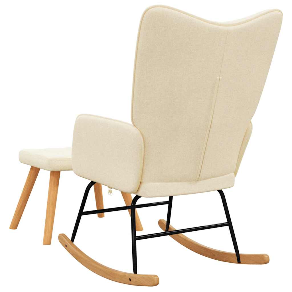Chaise à bascule avec tabouret Crème Tissu - XIOS