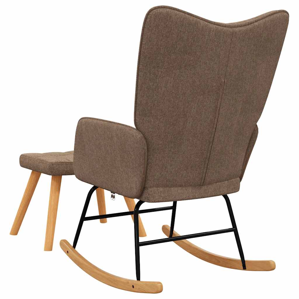 Chaise à bascule avec tabouret Marron Tissu - XIOS