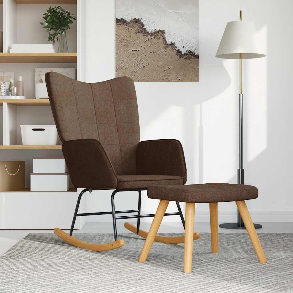 Chaise à bascule avec tabouret Marron Tissu - XIOS