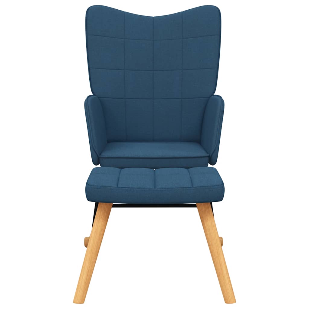 Chaise à bascule avec tabouret Bleu Tissu - XIOS