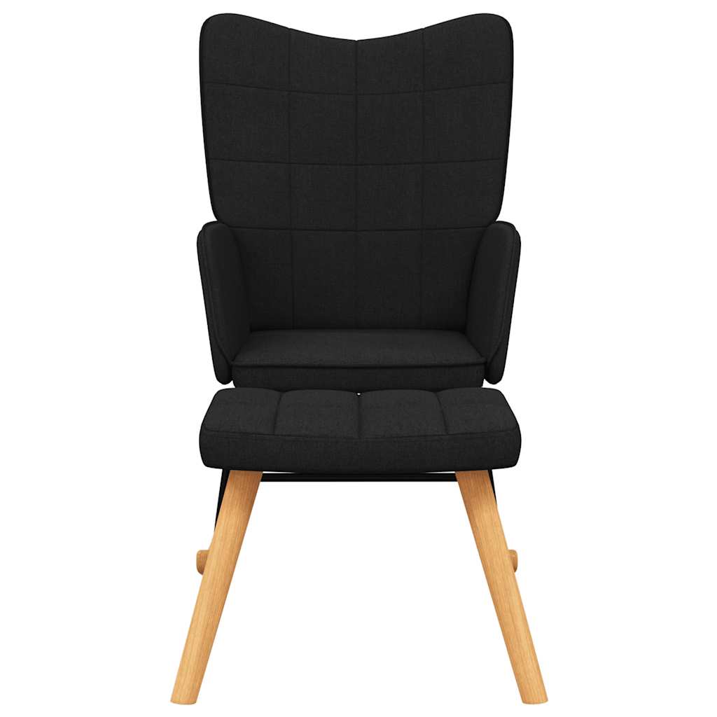 Chaise à bascule avec tabouret Noir Tissu - XIOS