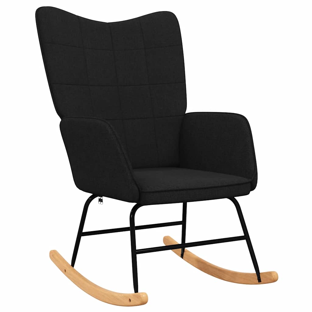 Chaise à bascule avec tabouret Noir Tissu - XIOS
