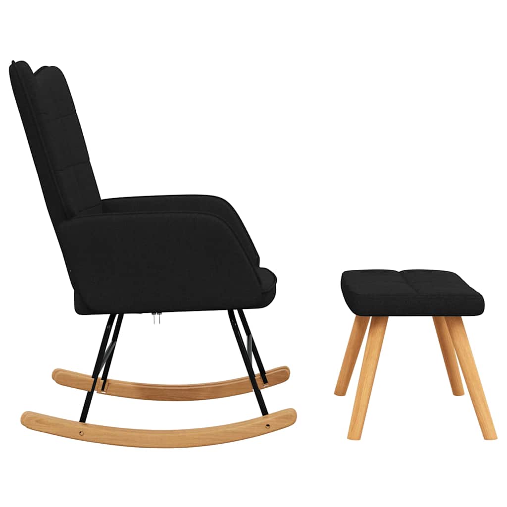 Chaise à bascule avec tabouret Noir Tissu - XIOS