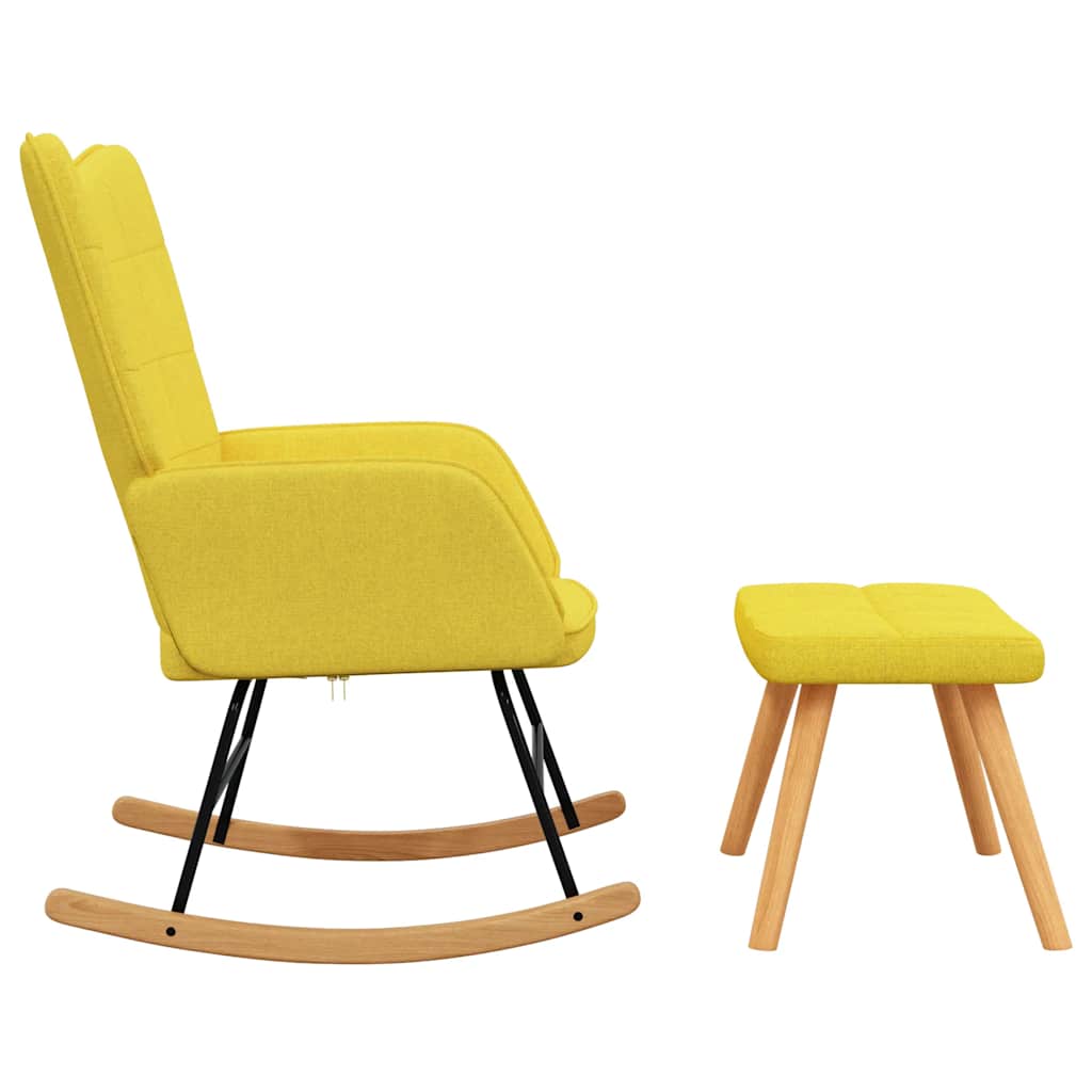 Chaise à bascule avec tabouret Jaune moutarde Tissu - XIOS