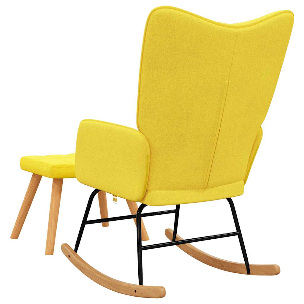 Chaise à bascule avec tabouret Jaune moutarde Tissu - XIOS
