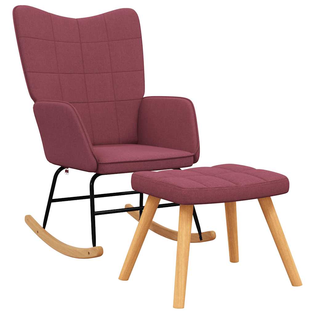 Chaise à bascule avec tabouret Rouge bordeaux Tissu - XIOS