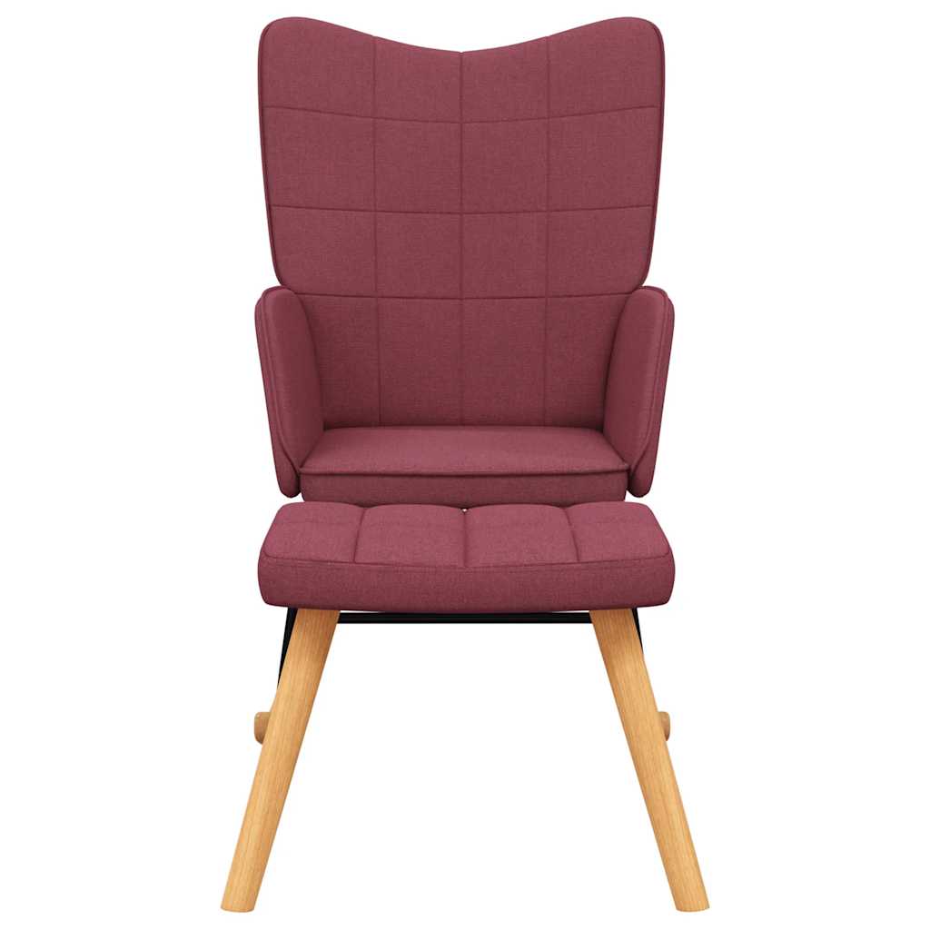 Chaise à bascule avec tabouret Rouge bordeaux Tissu - XIOS